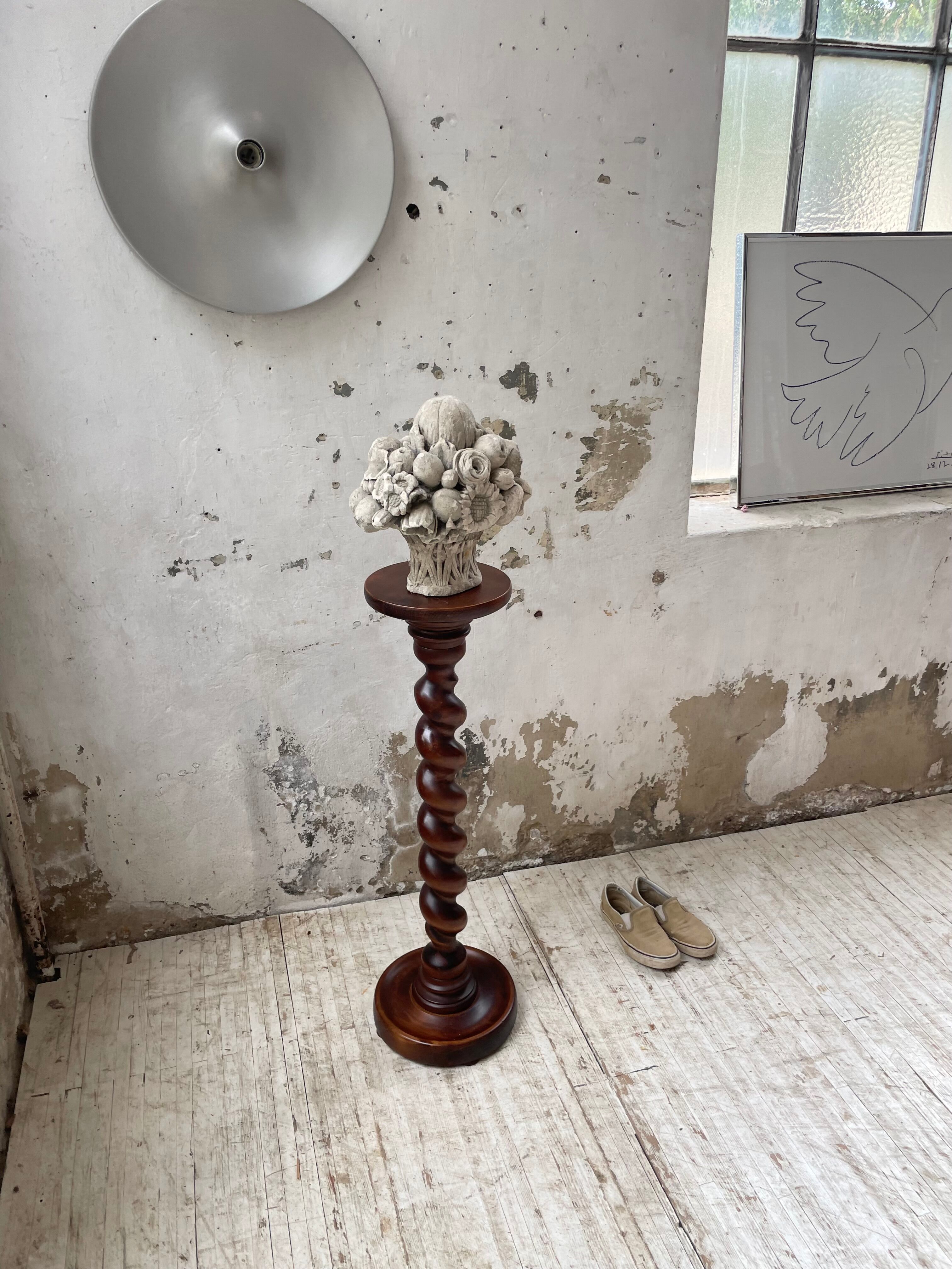 Side table walnut base turned wood