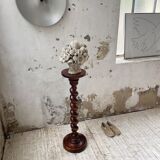 Side table walnut base turned wood