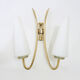 Pair of brass wall sconces and double tube in white opaline 1960