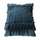 Paire de coussins anciens, en velours bleu canard, effet plissé