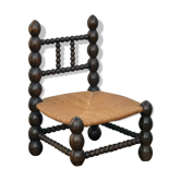 Chaise basse paillée