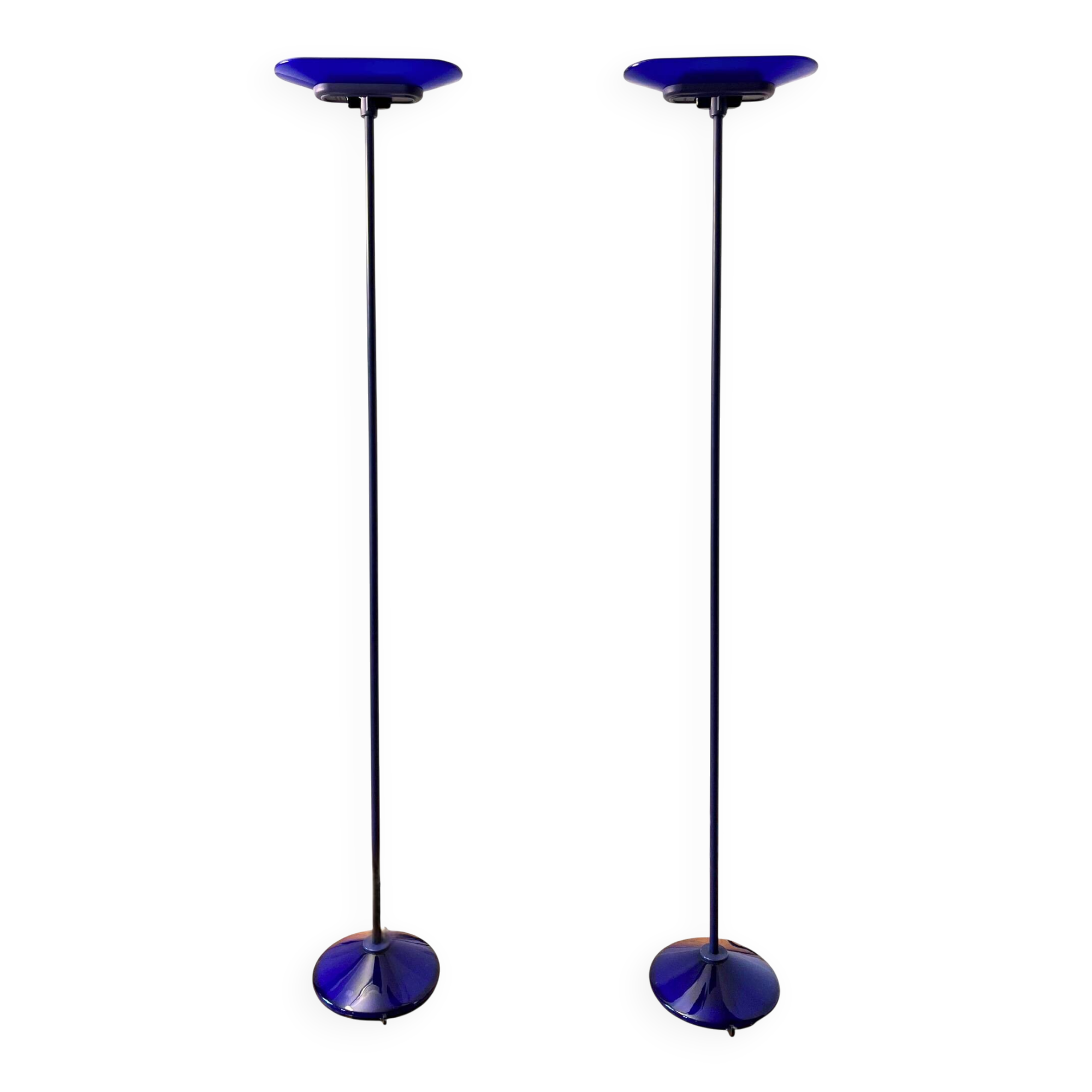 Arteluce Jill – Pair of Blue Murano Glass Floor Lamps / Torchières – King Miranda, 1970s