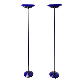 Arteluce Jill – Pair of Blue Murano Glass Floor Lamps / Torchières – King Miranda, 1970s