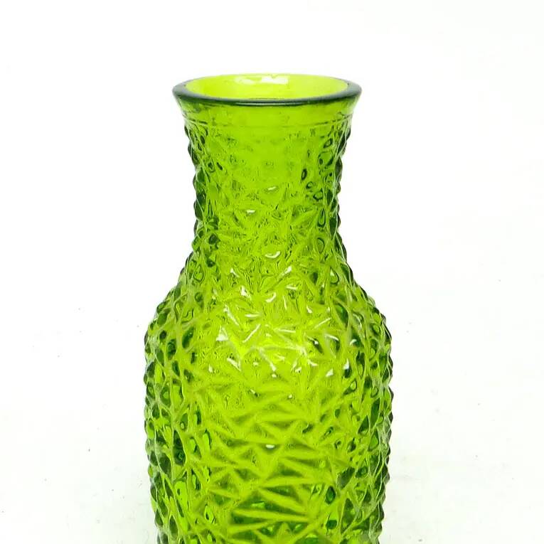 Postmodernist vase, green pressed glass, HSG Prądniczanka, Poland, 1970s
