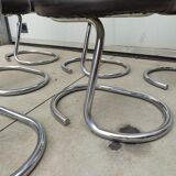 Set of 6 leather Cobra chairs by Giotto Stoppino, 1975