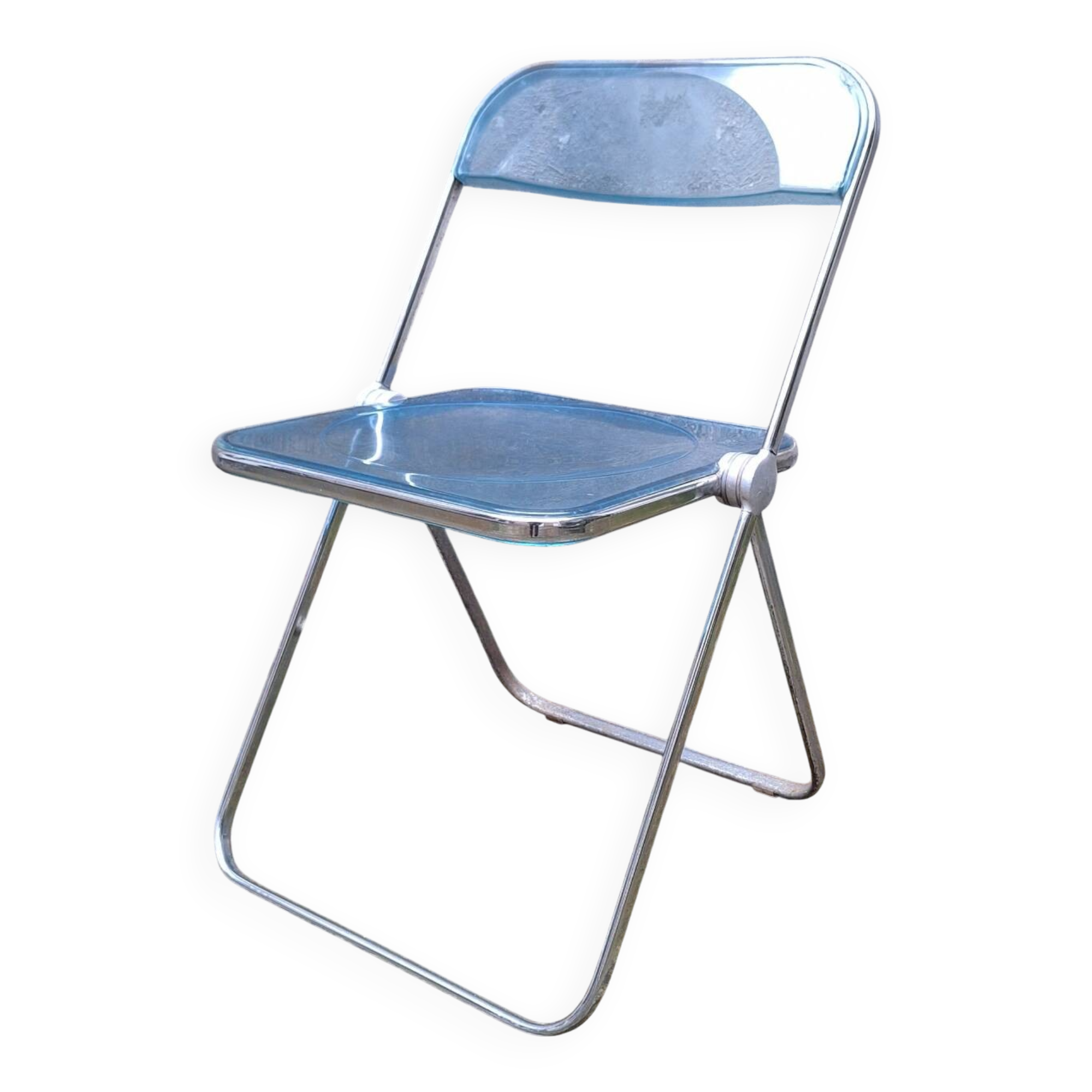 Plia chair in blue plexiglass by Giancarlo Piretti for Castelli