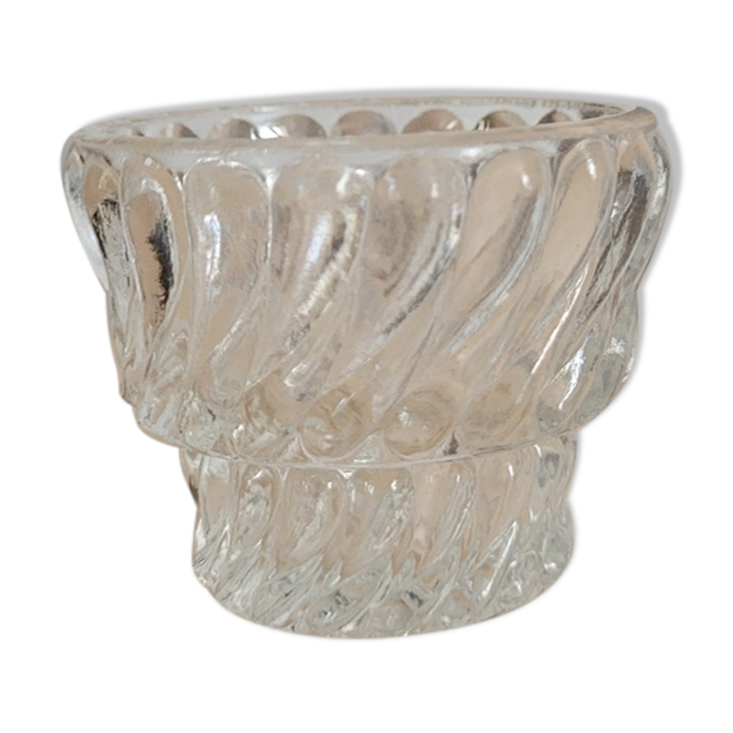 Small molded glass candle holder