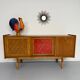 Antique French vintage 50s design wooden and rattan sideboard