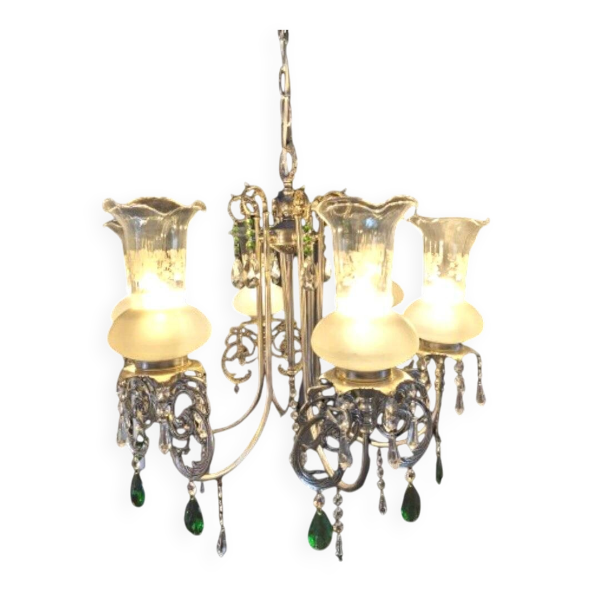 French-style silver chandelier with Swarovski crystal pendants, 1980