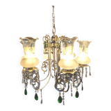 French-style silver chandelier with Swarovski crystal pendants, 1980