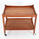 "AT-45" teak serving trolley by Hans Wegner for Andreas Tuck / Mid-century Danish modern design / 1960s