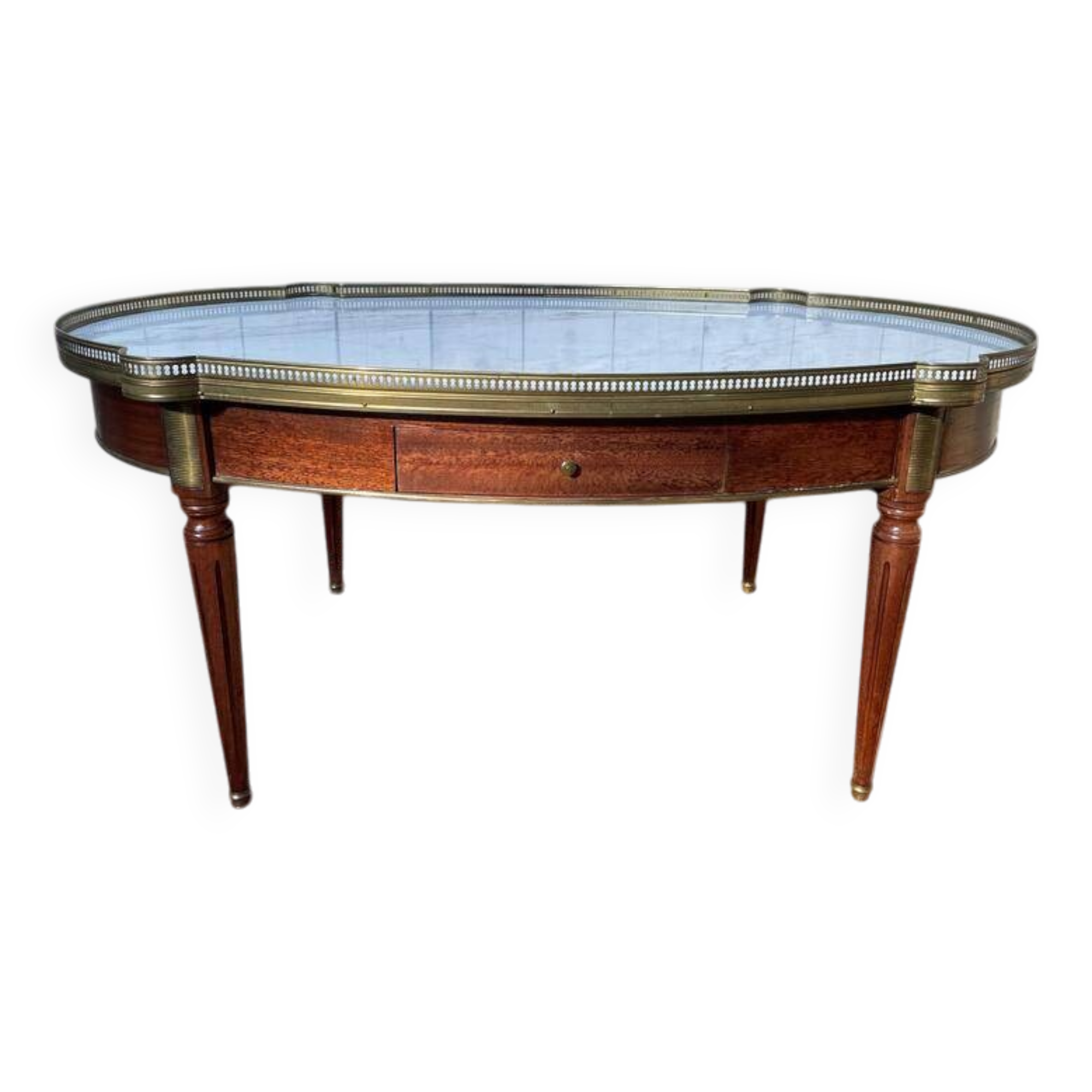 Table basse bouillotte de style Louis XVI à oreilles