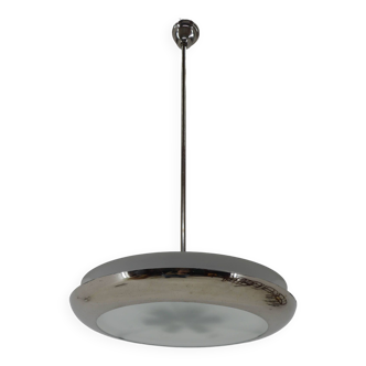 Bauhaus / Lustre Fonctionnaliste en Nickel UFO, Années 1930, Restauré