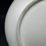 Large decorative dish signed André Baud, diameter 37 cm, enamelled decoration on a deep blue background