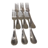 6 fourchettes de table en métal argenté orfèvre Christofle Malmaison