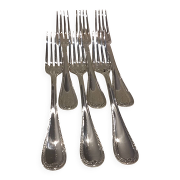 6 fourchettes de table en métal argenté orfèvre Christofle Malmaison