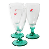 Set of 3 Vintage Bormioli Rocco Wine Glasses: Green Stem Harmonia, 1990s