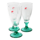 Set of 3 Vintage Bormioli Rocco Wine Glasses: Green Stem Harmonia, 1990s