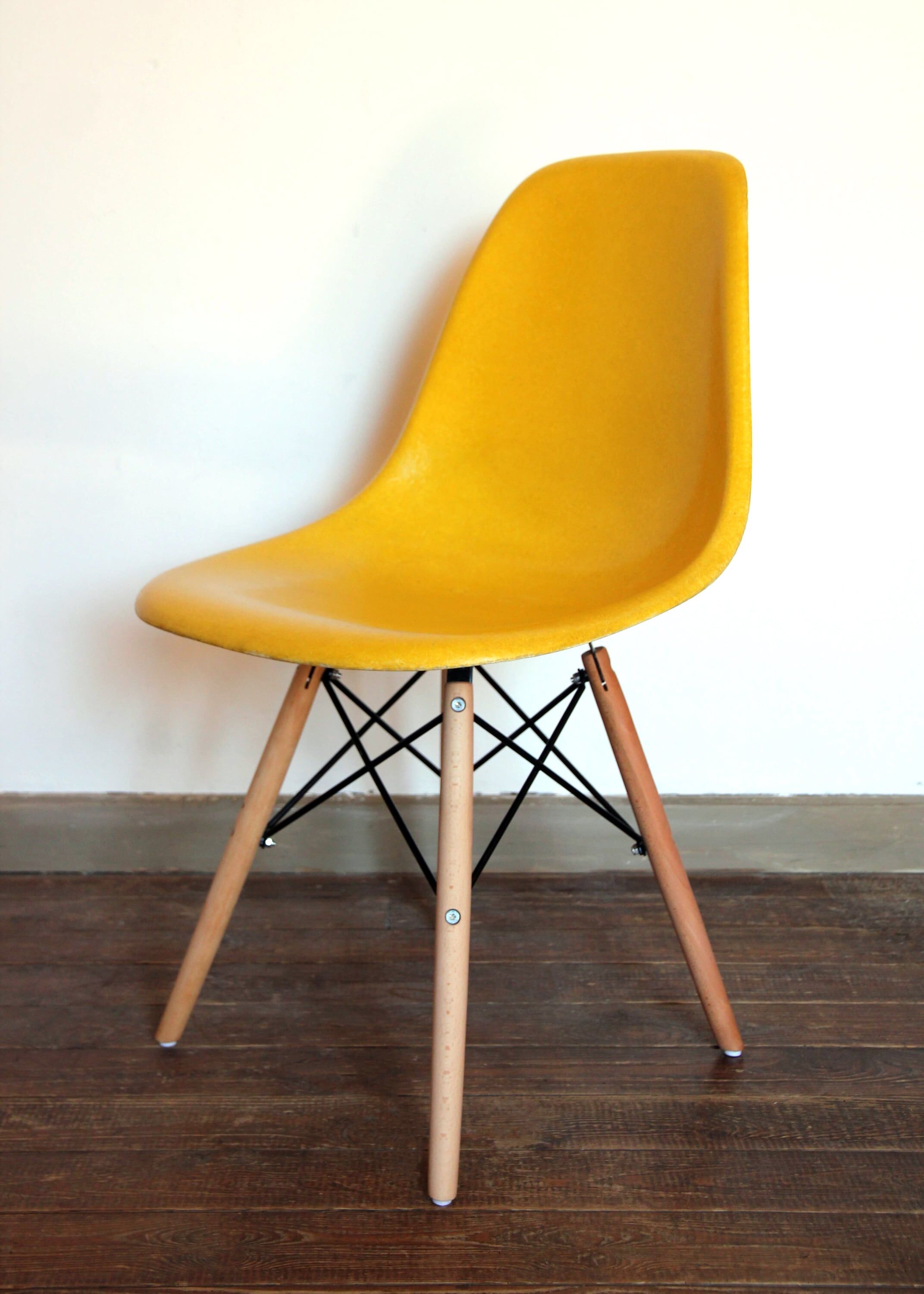 Pair of Yellow DSW Chairs by Charles and Ray Eames for Herman Miller