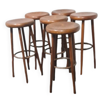 Ensemble de 6 tabourets de bar vintage