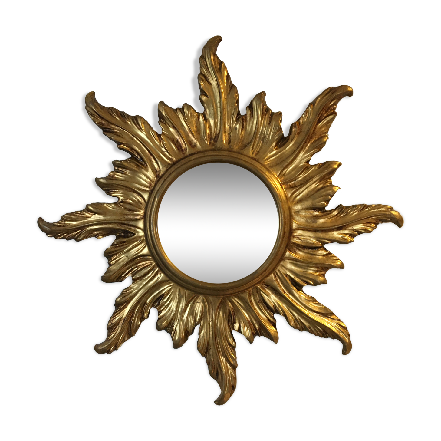 Golden wood sun mirror years 60