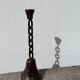 Brutalist wood and metal chain candle holder