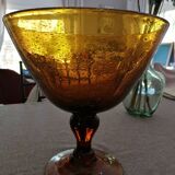 Coupe sur pied en verre bulle de biot