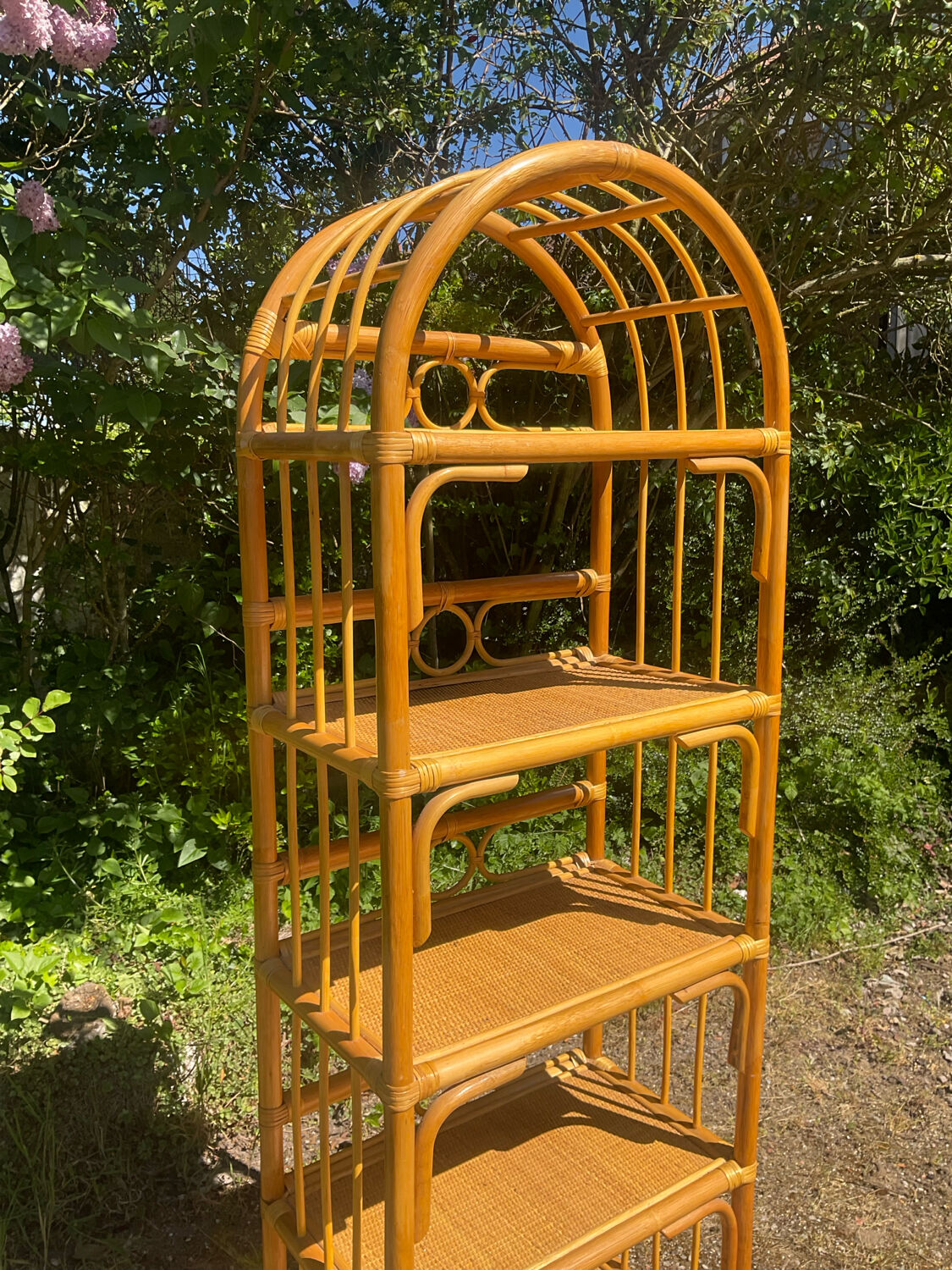 1970s rattan shelf