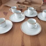 6 CNP mocha cups gilded with fine 24 carat gold