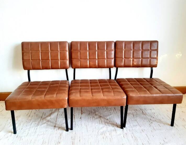 Three 1960 leatherette chairs