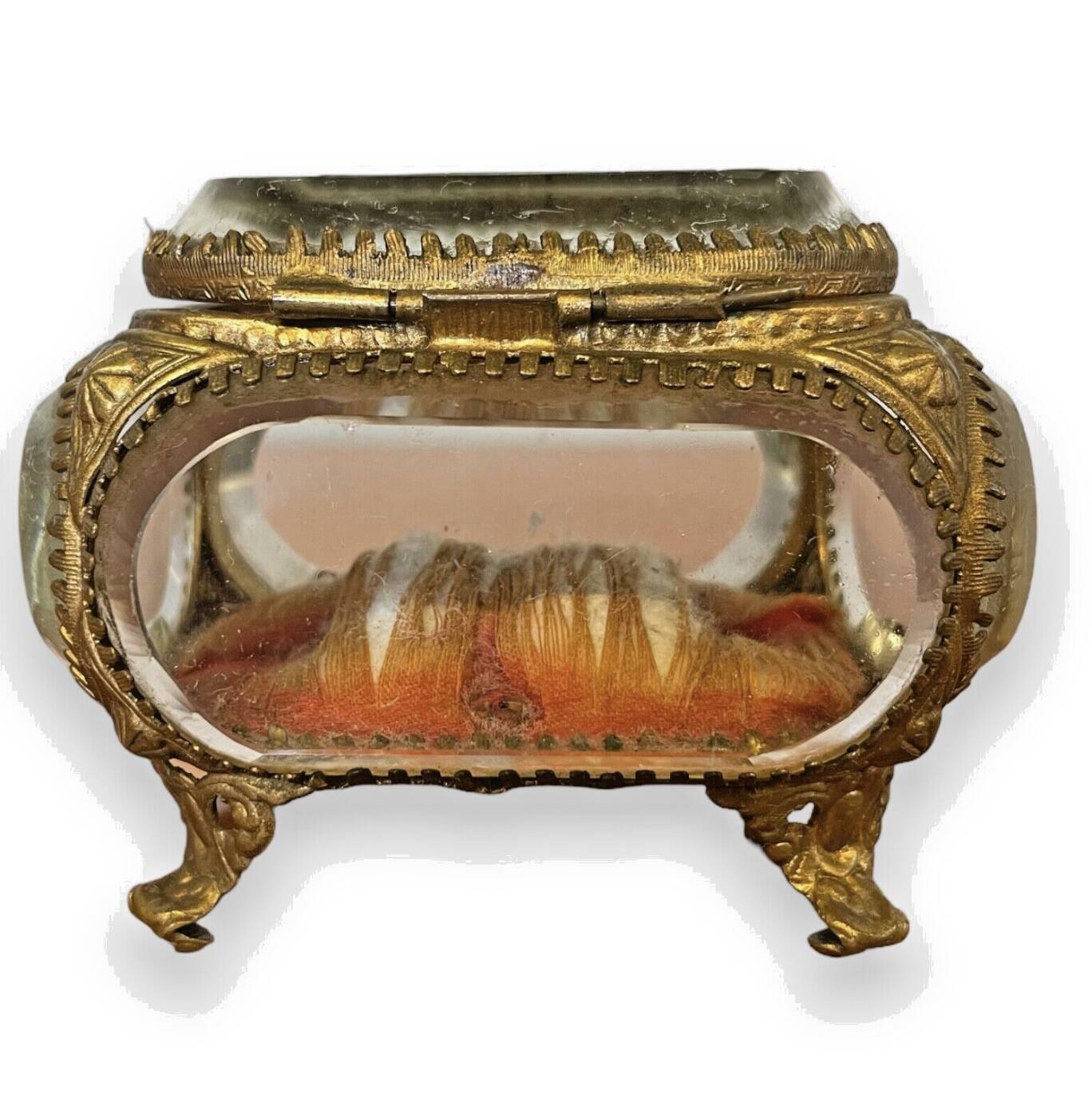 Napoleon III glass and brass jewelry box - 367012