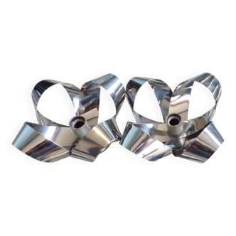 Pair of Staff flower wall lights in chromed metal