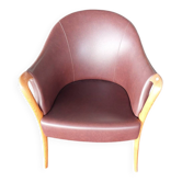 Fauteuil en skaï marron