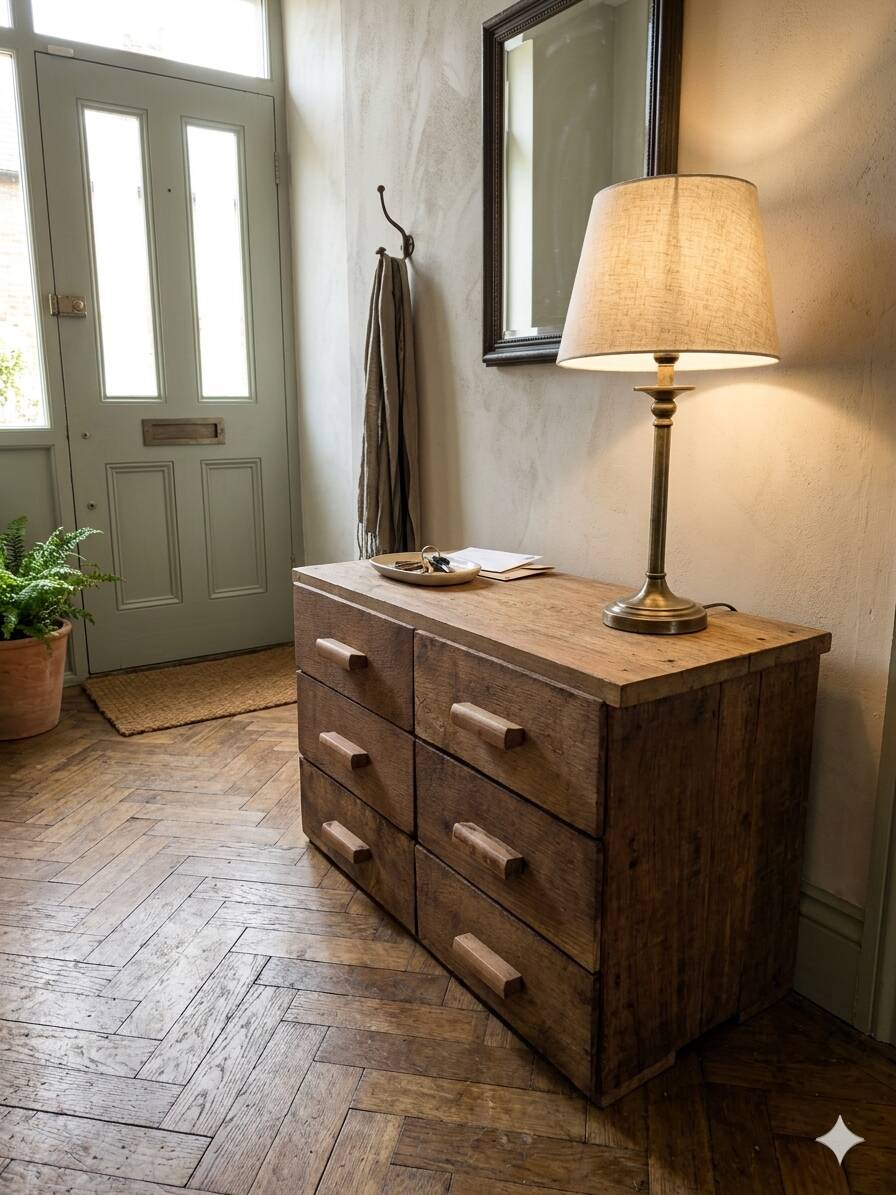 Antique workshop furniture with 6 drawers
