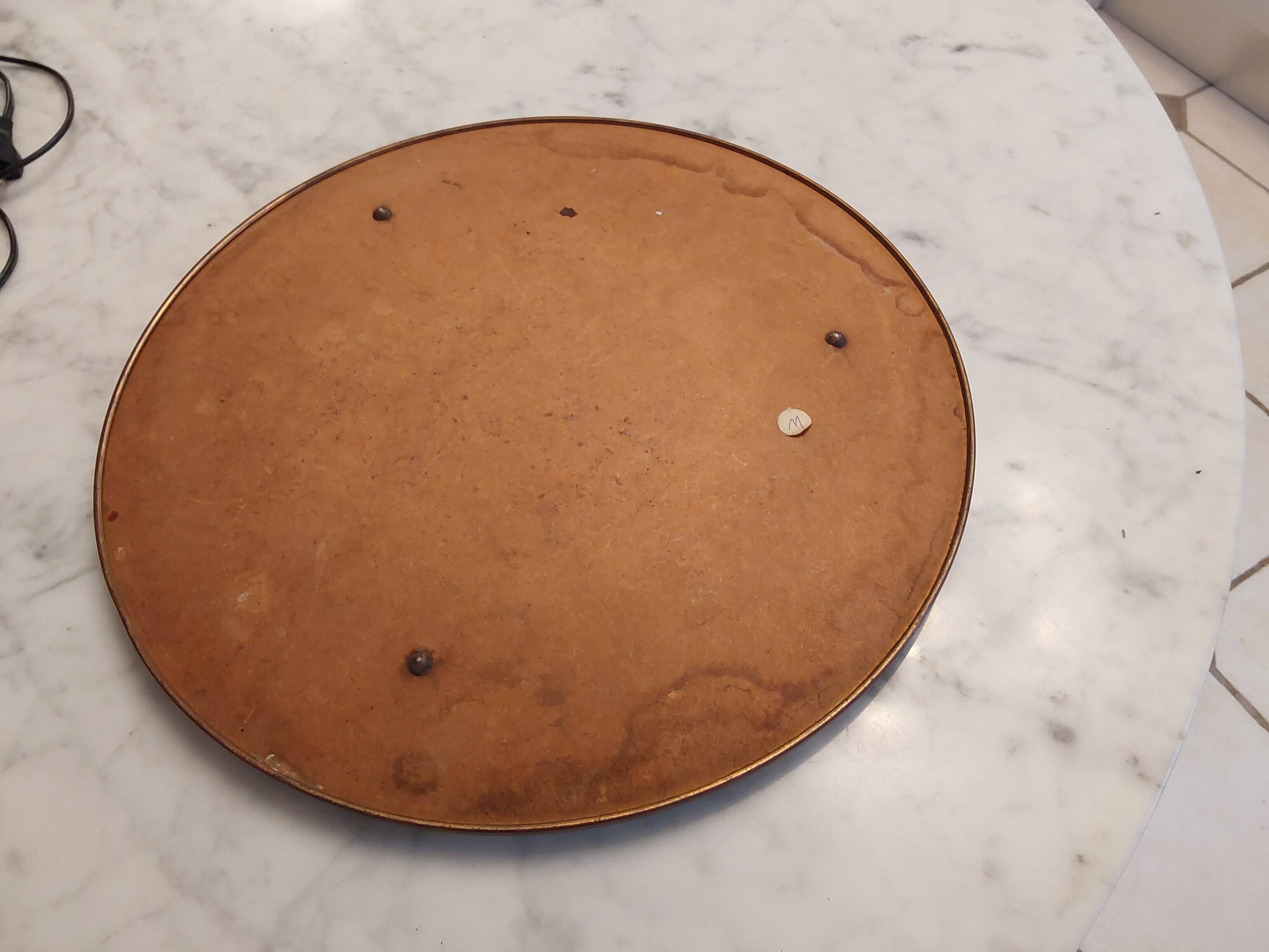 Round brass tray and mirror