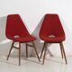 Wooden chairs with burgundy red fabric, circa 1950