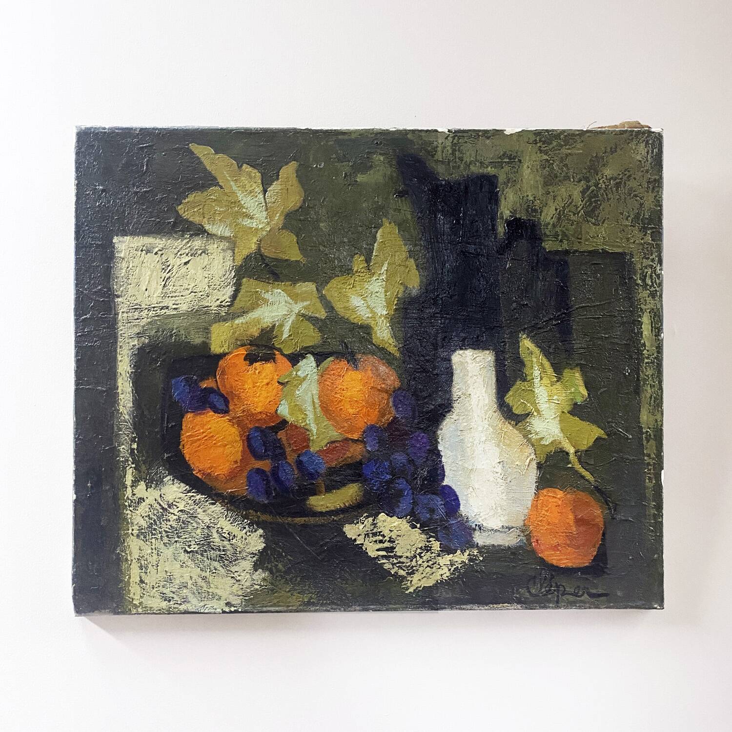Painting "Oranges and grapes" signed Antoinette Cleper