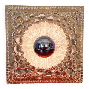 Space Age wall light in pressed transparent moulded glass, 1970.