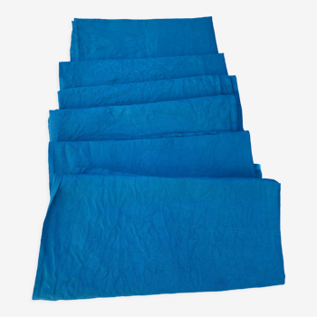 6 damask cotton towels tinted emerald blue