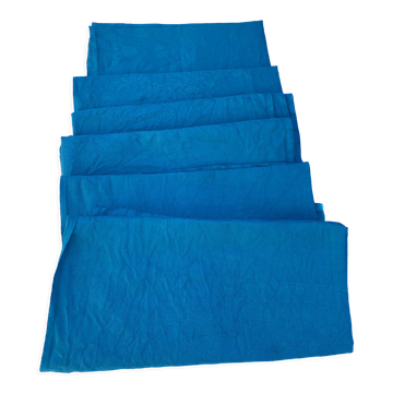 6 damask cotton towels tinted emerald blue