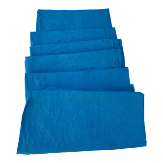 6 damask cotton towels tinted emerald blue