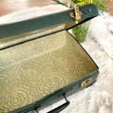 Dark green vintage cardboard suitcase