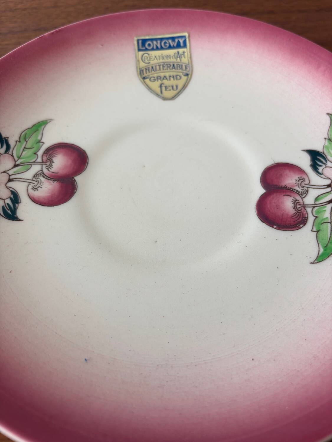 4 vintage Longwy dessert plates in high-fire earthenware