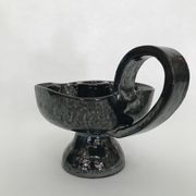 Black "hand- bougeoir with iridescents signed Fazio in Vallauris, circa 1950-1960