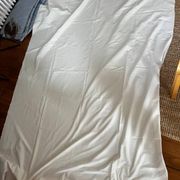 Grand drap ancien en métis, lin et coton écru