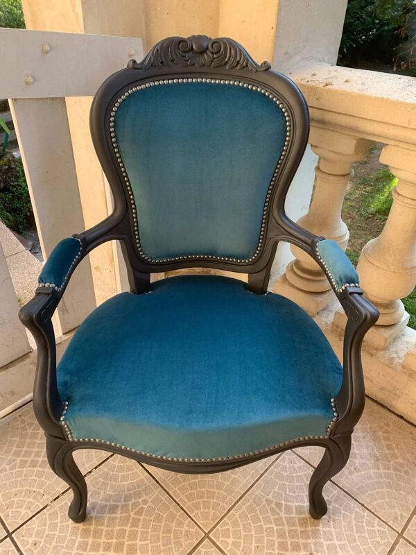 Fauteuil cabriolet bleu canard