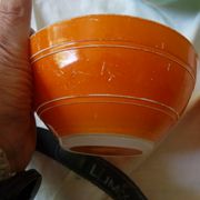 4 green and orange bowls duralex 70s