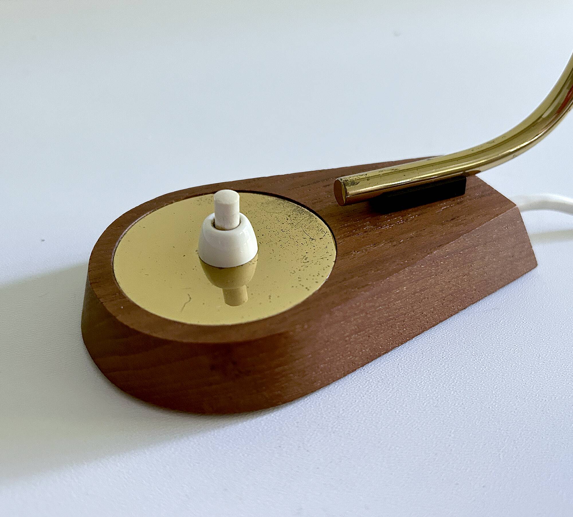 Pair of Scandinavian Lamps, Teak Glass