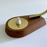 Pair of Scandinavian Lamps, Teak Glass