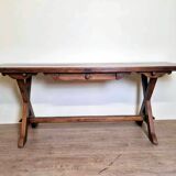 Superb Vintage Brutalist table from the 60s in solid wood